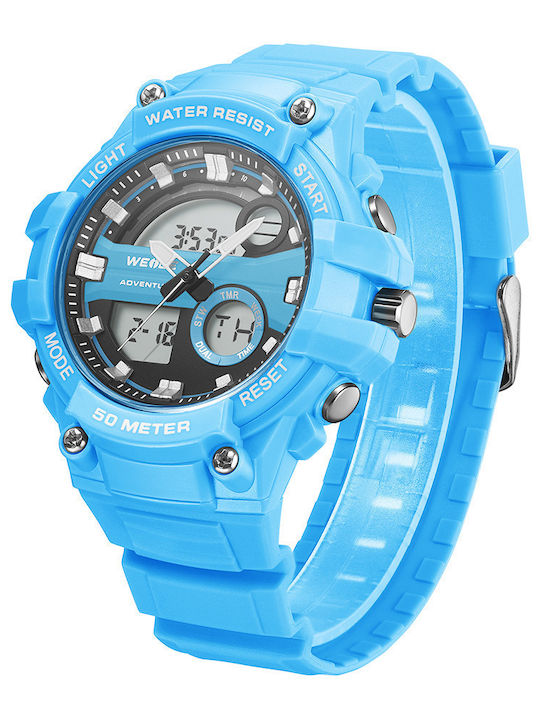 Weide Analog/Digital Herrenuhr Chronograph Batterie mit Blau Kautschukarmband