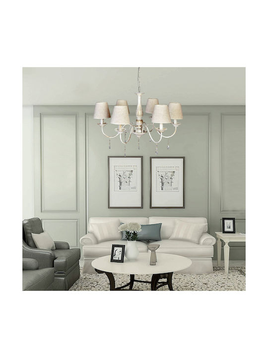 Inlight 5010-6 Πολυέλαιος 5xE14 Ø65cm με Καπέλα Λευκός 5010-6