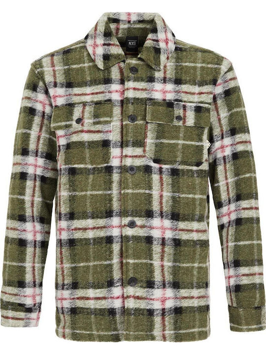 Дълъг Ръкав Overshirt Стандартна Кройка Каре Зелен