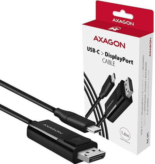 Axagon Video Cable USB-C male - DisplayPort Μαύρο 1.8m RVC-DPC