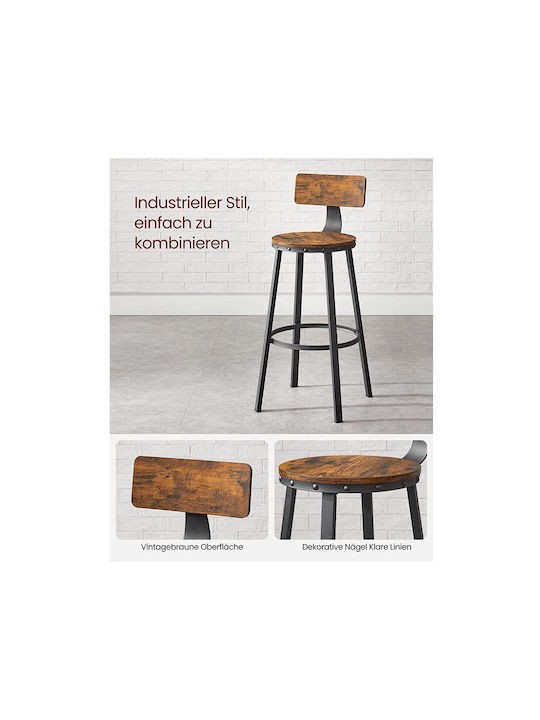 Hocker Bar mit Rückenlehne Metall Braun 2Stück 54x54x99cm