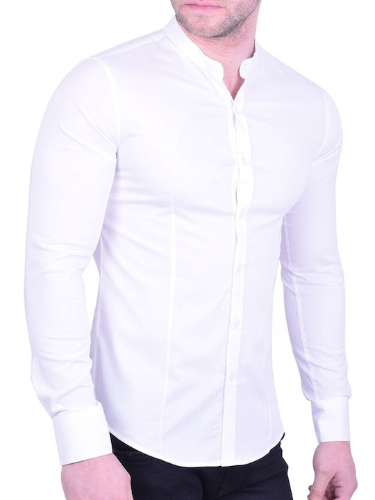 Mao collar shirt white White