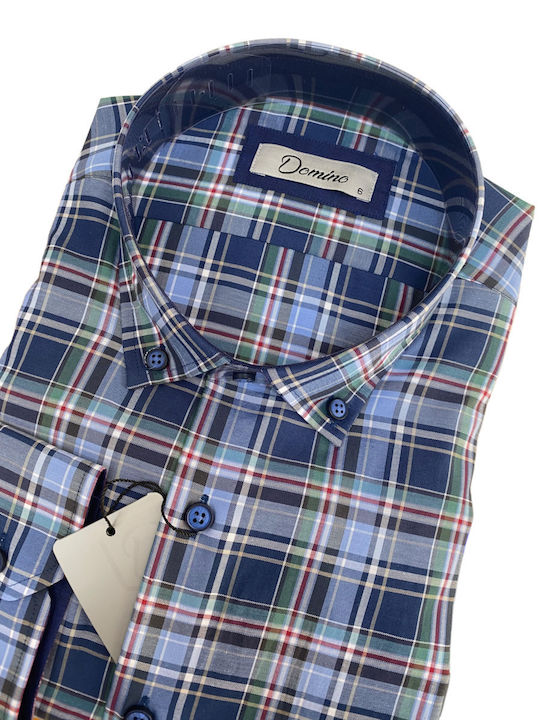 Domino Men's shirt plaid blue color 28495