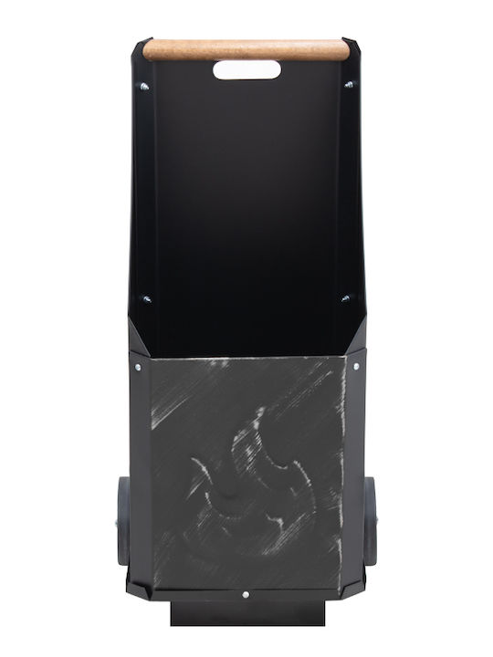 Νo3 Μεταλλικό Τρόλεϊ Μεταφοράς Ξύλων 38x38x91cm Ασημί