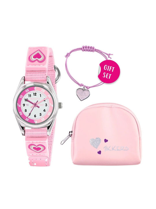 Tikkers Kids Analog Watch with Fabric Strap Pink