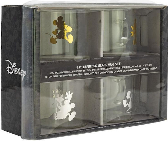Stor Mickey Mug Glass Transparent 100ml 4pcs Stor Mickey Mug Glass Transparent 100ml 4pcs