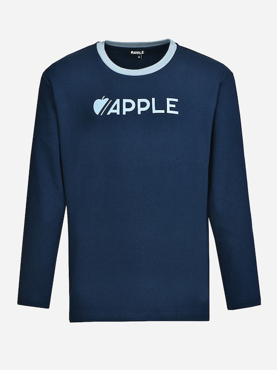 Apple Boxer Men's Winter Cotton Pajamas Set Navy Blue