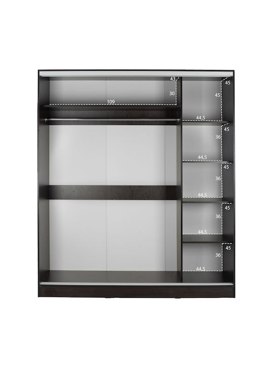 Doppeltür Kleiderschrank Schieben Adler mit Spiegel Wenge 160x60x210cm