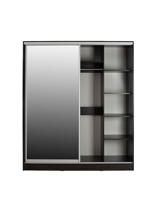 Doppeltür Kleiderschrank Schieben Adler mit Spiegel Wenge 160x60x210cm