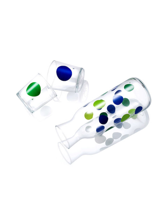 Benetton Rainbow Γυάλινη Καράφα Σερβιρίσματος με Ποτήρια Πολύχρωμη 1200ml 3τμχ