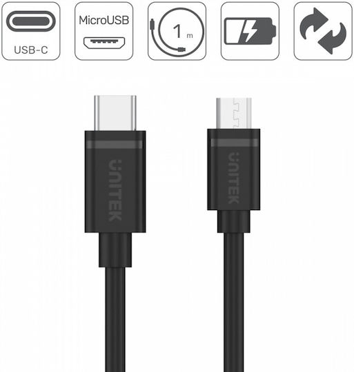 Unitek USB 2.0 Cable USB Type-C Male - Micro USB-A Black 1m