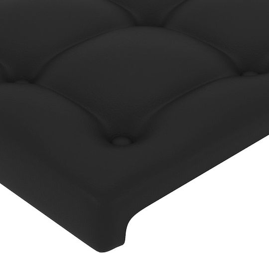 vidaXL Табла За Легло С Изкуствена Кожа Черна 103x88см