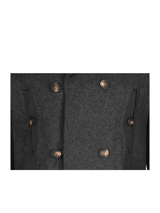 Tokyo Laundry Avonte Wool Rich Double Breasted Coat with Borg Collar 1J4912A - Charcoal Grey