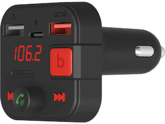 Savio FM Transmitter Αυτοκινήτου με Bluetooth / Type-C / USB