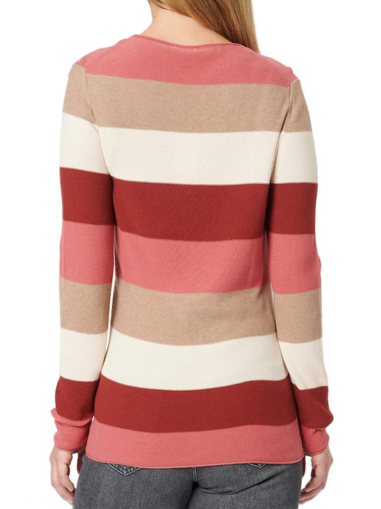 Tom Tailor Women's Long Sleeve Sweater Striped Pink