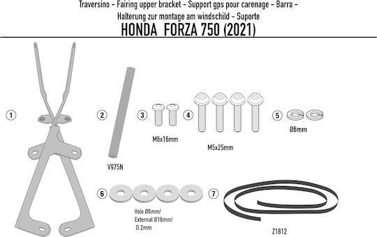 Moto Discovery Support Bar for Motorcycle Mobile Mount Honda Forza 750