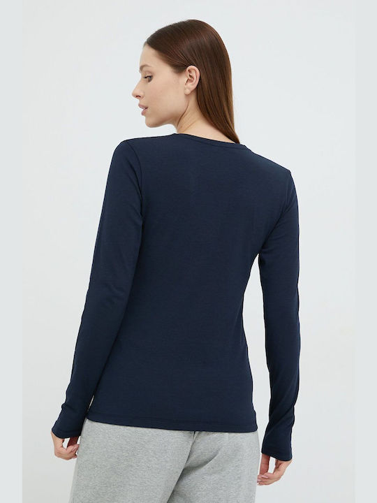 Emporio Armani Women's Blouse Cotton Long Sleeve Navy Blue