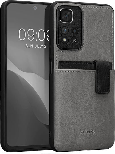 Kalibri 2 in 1 Back Cover Piele artificială cu Suport pentru Carduri Magnetic Light Grey / Black (Redmi Note 11 Pro+ 5G)