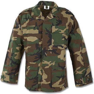 Pentagon BDU Rip-Stop Military Jacket Camouflage Woodland Khaki