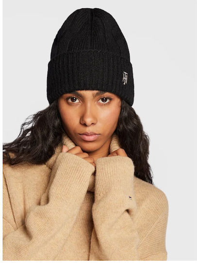 Beanie Γυναικείος Σκούφος με Rib Πλέξη σε Μαύρο χρώμα