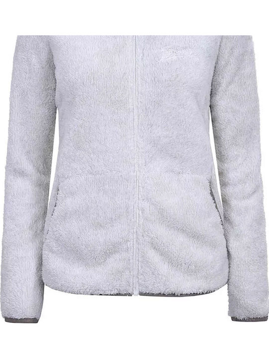 Karmen Fleece Γυναικεία Ζακέτα με Φερμουάρ σε Λευκό Χρώμα