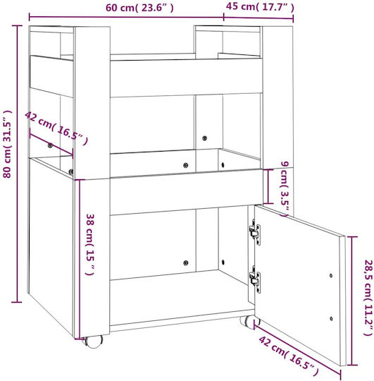 vidaXL Commercial Kitchen Food Cart H80xW60xD45cm