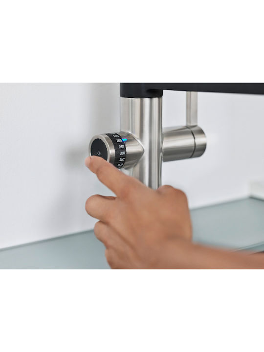 Blanco Evol-S Pro Ψηλή Μπαταρία Κουζίνας Πάγκου με Σπιράλ Inox Ασημί