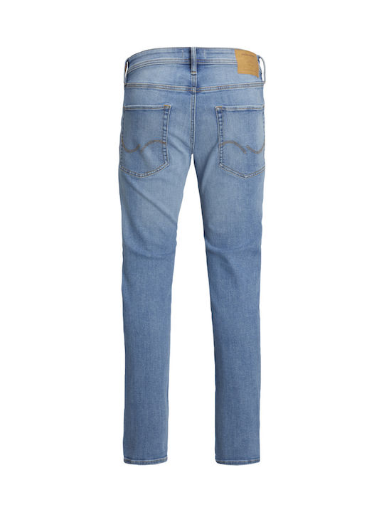 Ανδρικό Παντελόνι Τζιν Ελαστικό με Slim Straight Εφαρμογή Γαλάζιο