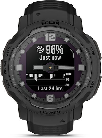 Garmin Instinct Crossover Solar Tactical 45mm Waterproof Smartwatch with Heart Rate Monitor (Black)