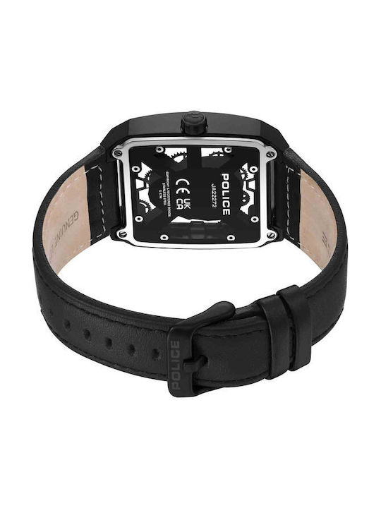 Police Omaio Uhr Batterie mit Schwarz Lederarmband