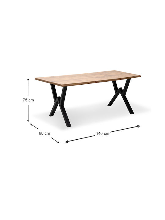 Walter Table Dining Room Wooden with Metal Frame Acacia 140x80x75cm
