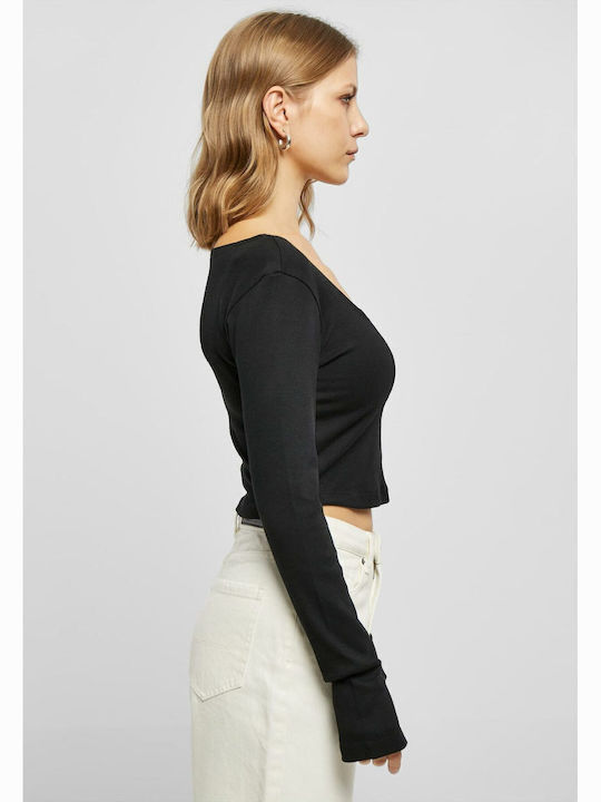 Women's Crop Top Long Sleeve Black