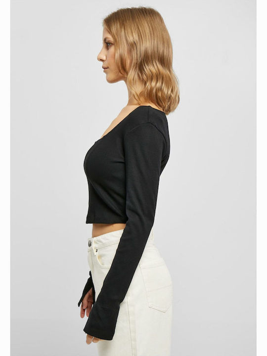 Women's Crop Top Long Sleeve Black