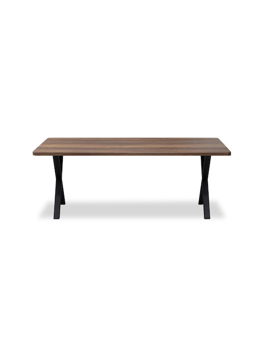 Jeremy Tisch Speisesaal Holz mit Metallgestell Walnut 200x100x75cm