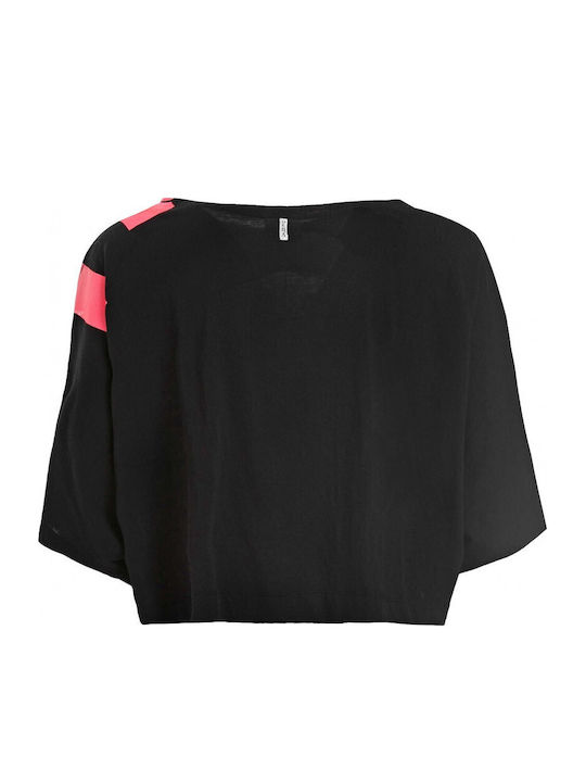 Women's Summer Crop Top Cotton Short Sleeve Black