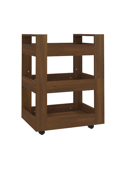 vidaXL Kitchen Trolley Wooden Brown 3 Slots 60x45x80cm