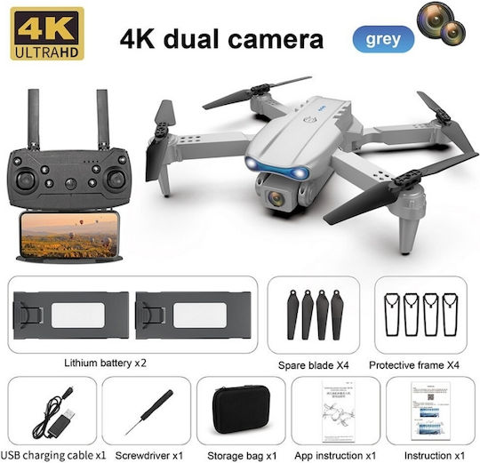 Factory E99 K3 Drohne Mini 2.4 GHz mit Kamera 1080p und Steuerung Grau
