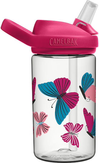 Camelbak Eddy+ Детска бутилка за вода Пеперуда Пластмаса със сламка Непроливаема Розов 400мл