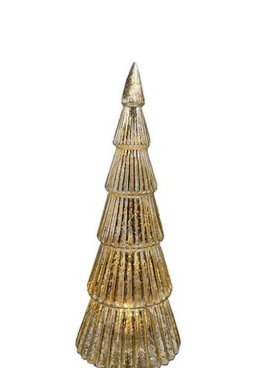 Zaros Christmas Decorative Illuminated Glass Tree Cone 21cm Gold