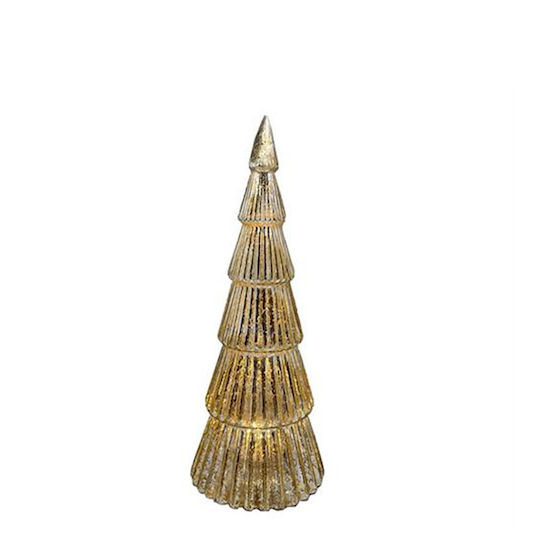 Christmas Decorative Illuminated Glass Tree Cone 21cm Gold