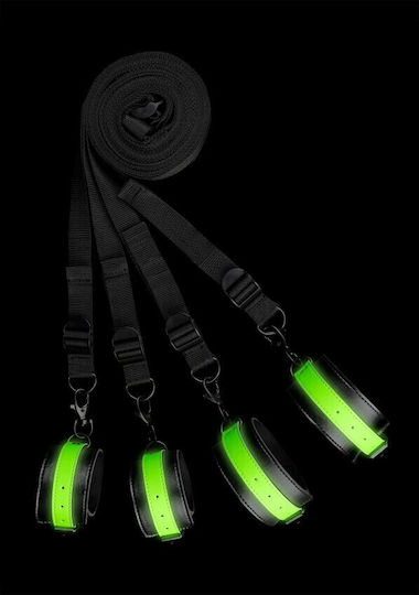 Shots Ouch! Glow In The Dark Σετ για Δέσιμο στο Κρεβάτι σε Πράσινο Χρώμα 3τμχ