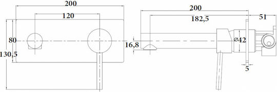 Sparke Gilda 06 Built-in Mixer & Spout Set for for Bathroom Sink 1 Exit Silver Sparke Gilda 06 Built-in Mixer & Spout Set for for Bathroom Sink 1 Exit Silver