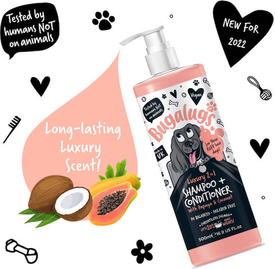 Bugalugs Bugalugs Papaya & Coconut Σαμπουάν Σκύλου με Μαλακτικό 250ml