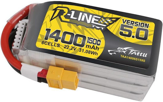 Tattu R-Line V5 Батерия Li-Po 22.2V 1400mAh 150C 6S XT60 за Дрон