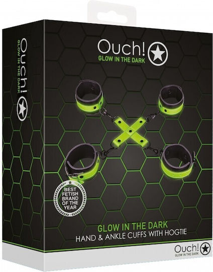 Shots Ouch! Glow In The Dark Σετ για Δέσιμο Άκρων Δέστρες Καρπών & Αστραγάλων σε Μαύρο Χρώμα