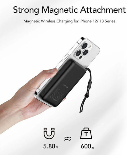Veger MagOn Baterie Externă Magnetică Wireless MagSafe 10000mAh 22.5W cu Port USB-A și Port USB-C Power Delivery / Quick Charge 3.0 Neagră
