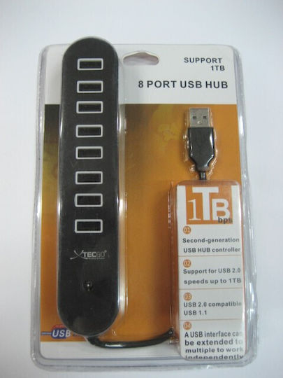 Andowl Q-32 USB 2.0 8 Port Hub with USB-A Connection & Charging Port White