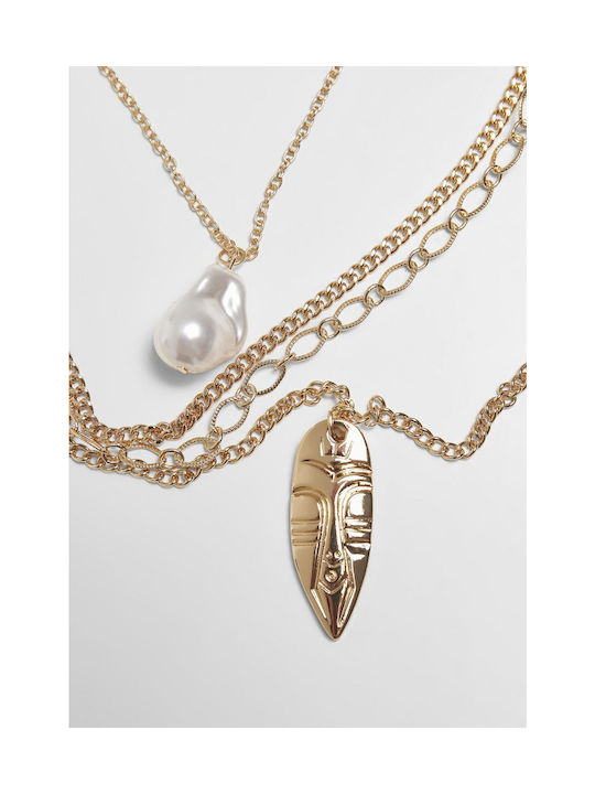 Urban Classics Indiana Necklace Gold Plated with Pearls