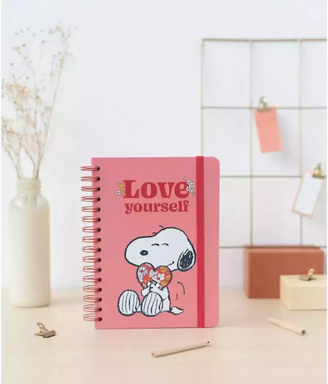 Grupo Erik Спирал Тетрадка На райета A5 Snoopy Розов 1бр