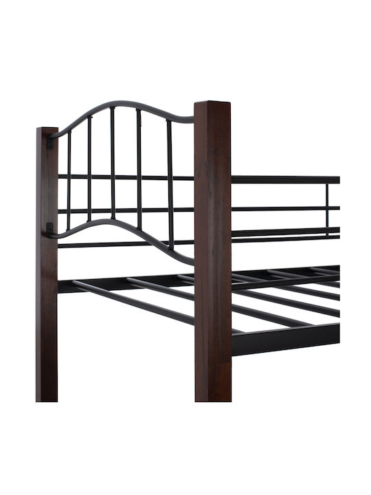 Kids Bed Bunk Single Black for Mattress 90x190cm